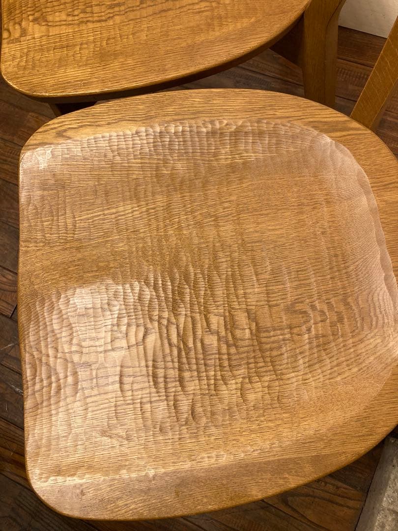 旭川家具 アーリータイムス オーク無垢材 DC-4 2脚セット 曲木 民芸 北欧