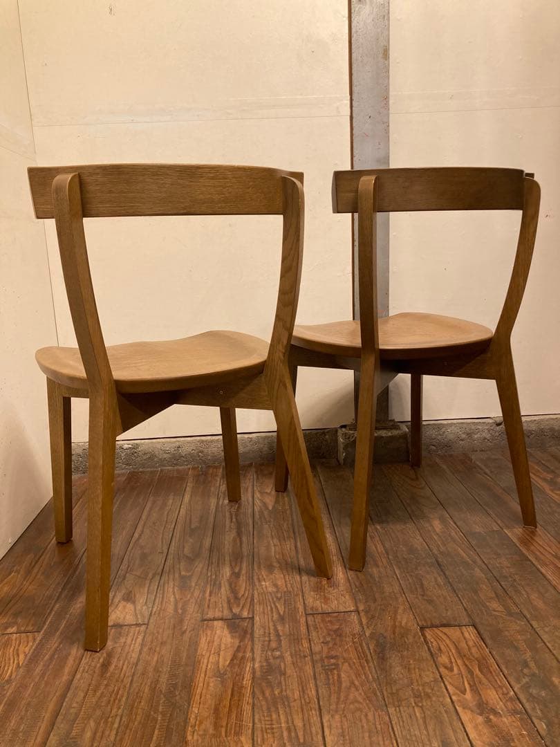 旭川家具 アーリータイムス オーク無垢材 DC-4 2脚セット 曲木 民芸 北欧