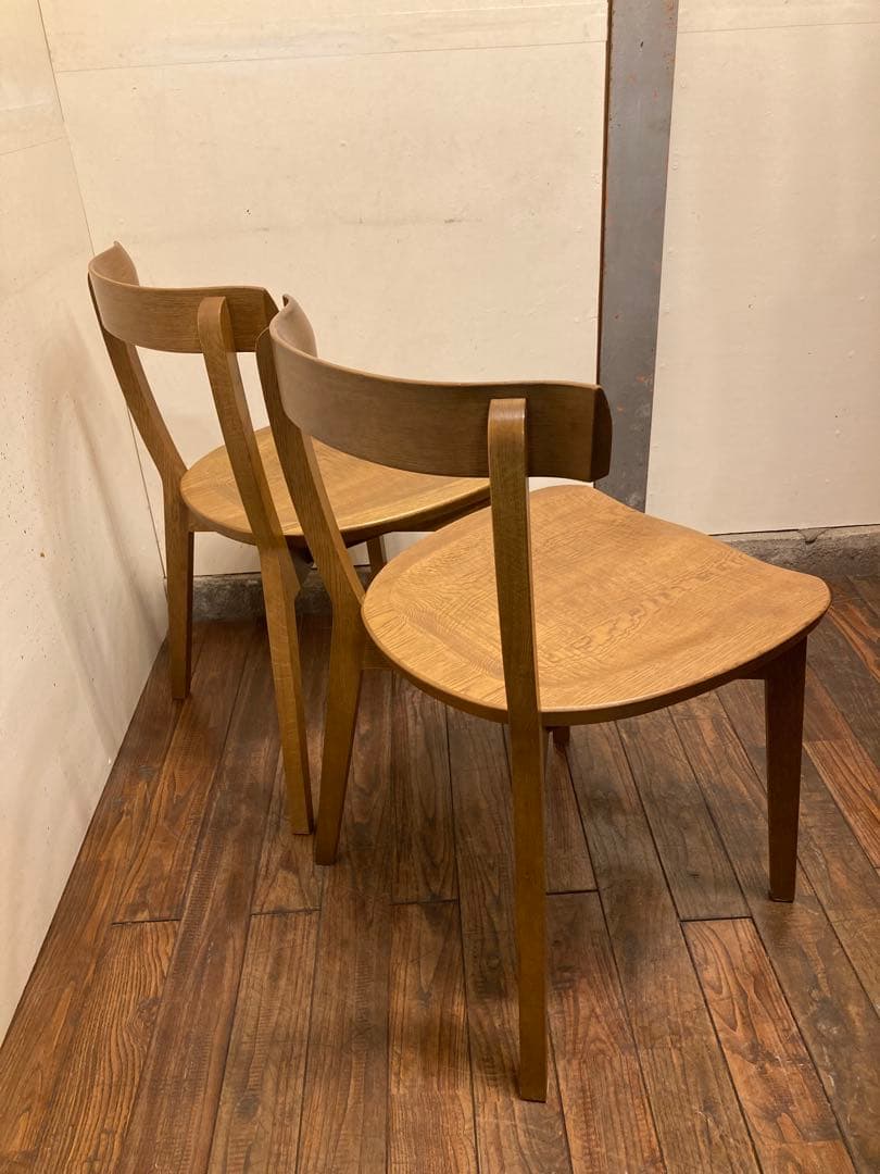 旭川家具 アーリータイムス オーク無垢材 DC-4 2脚セット 曲木 民芸 北欧