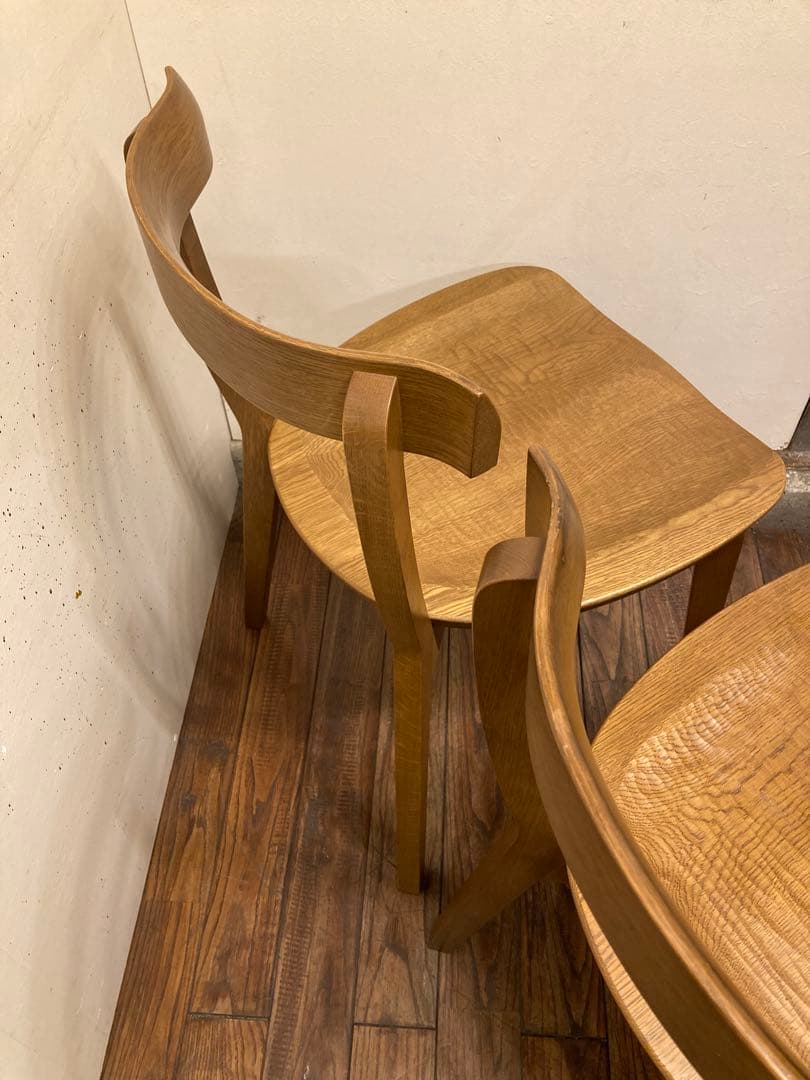 旭川家具 アーリータイムス オーク無垢材 DC-4 2脚セット 曲木 民芸 北欧