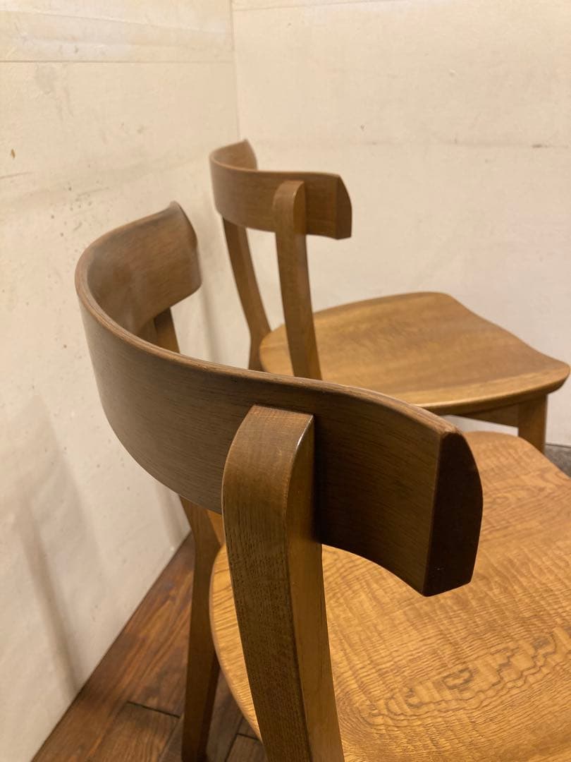 旭川家具 アーリータイムス オーク無垢材 DC-4 2脚セット 曲木 民芸 北欧
