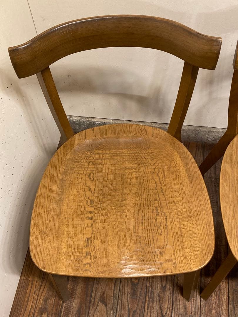 旭川家具 アーリータイムス オーク無垢材 DC-4 2脚セット 曲木 民芸 北欧