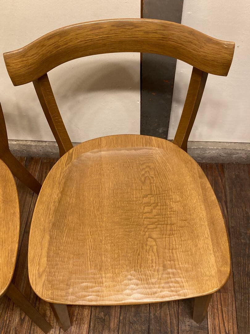 旭川家具 アーリータイムス オーク無垢材 DC-4 2脚セット 曲木 民芸 北欧