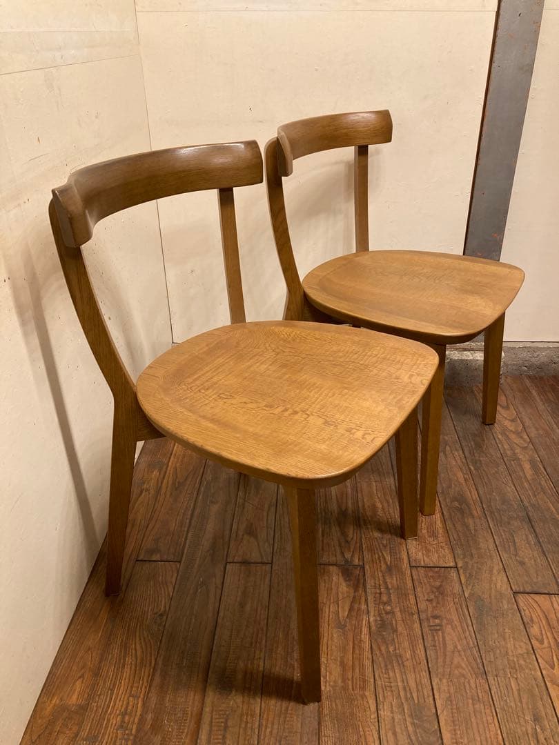 旭川家具 アーリータイムス オーク無垢材 DC-4 2脚セット 曲木 民芸 北欧