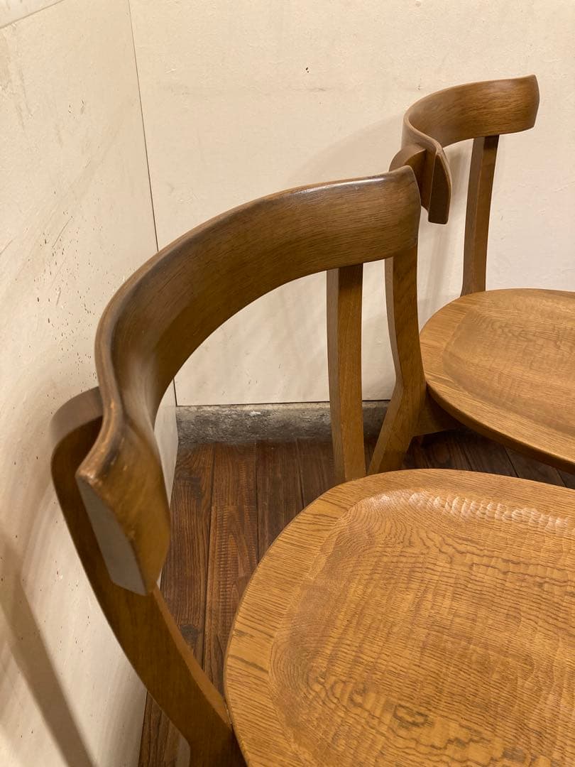 旭川家具 アーリータイムス オーク無垢材 DC-4 2脚セット 曲木 民芸 北欧