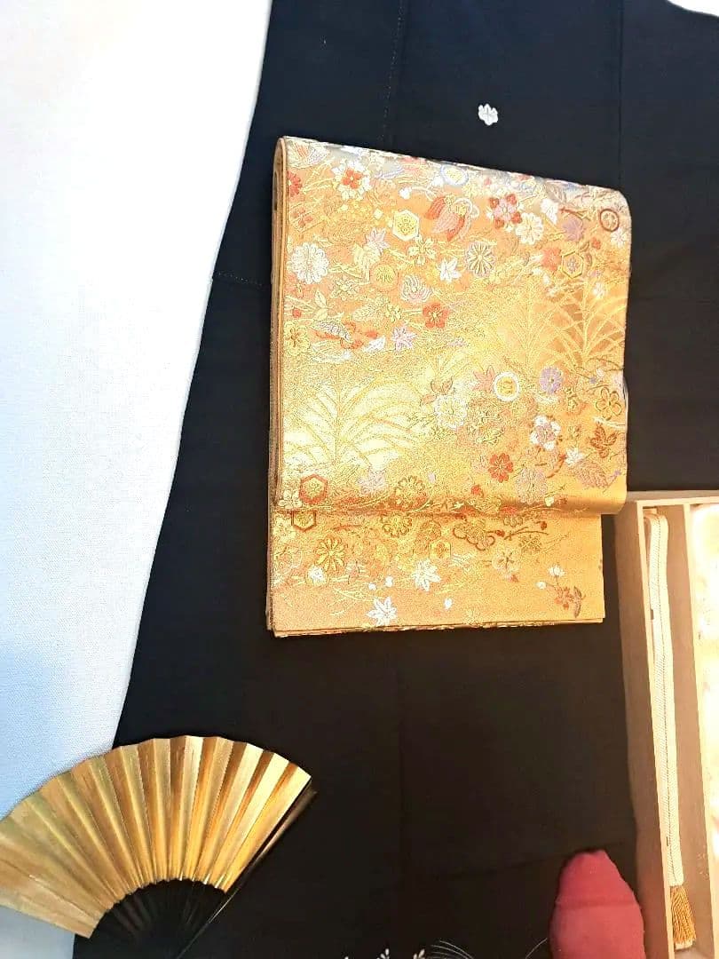 美品❇️豪華黒留袖　手描友禅暈し染め ５つ紋　比翼仕立て　ブルセット