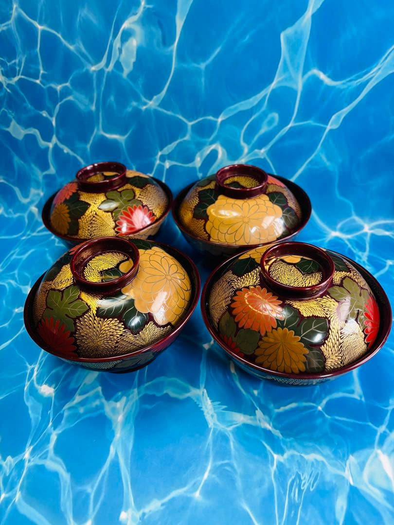 宮内庁御用達　輪島塗椀4客