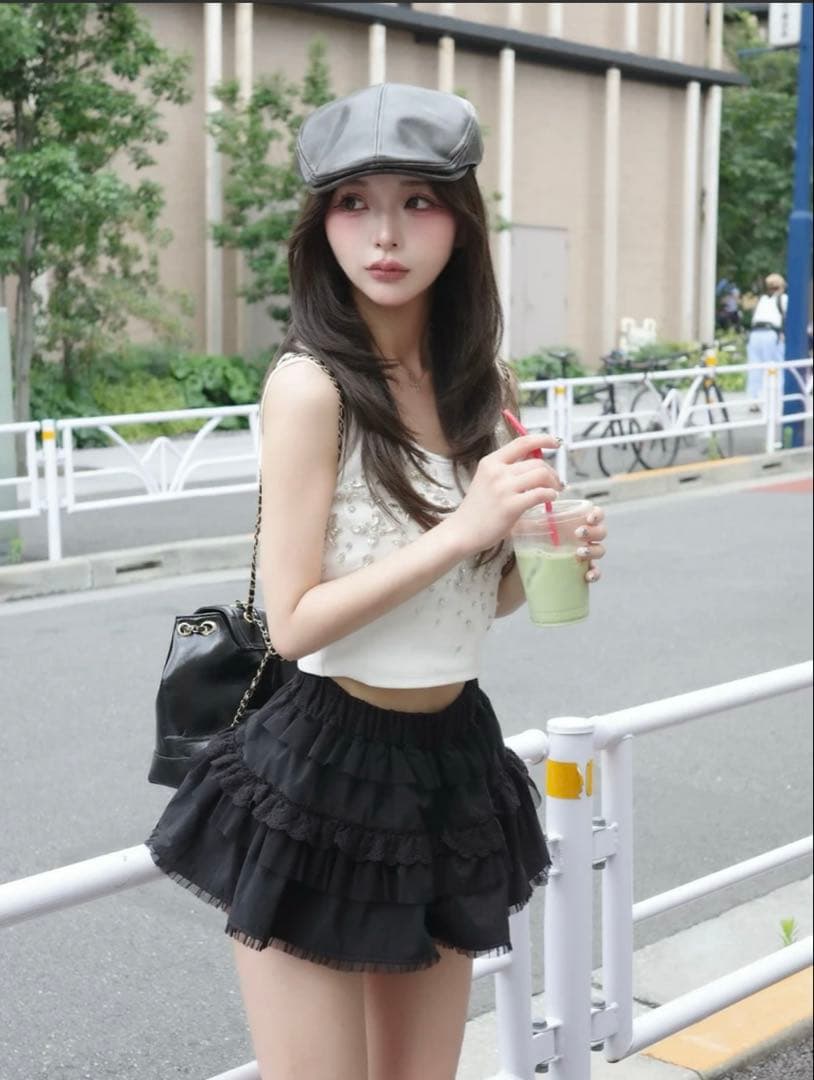 新品未開封　Darich ダーリッチ　ミックスフリルミニスカート　ブラック