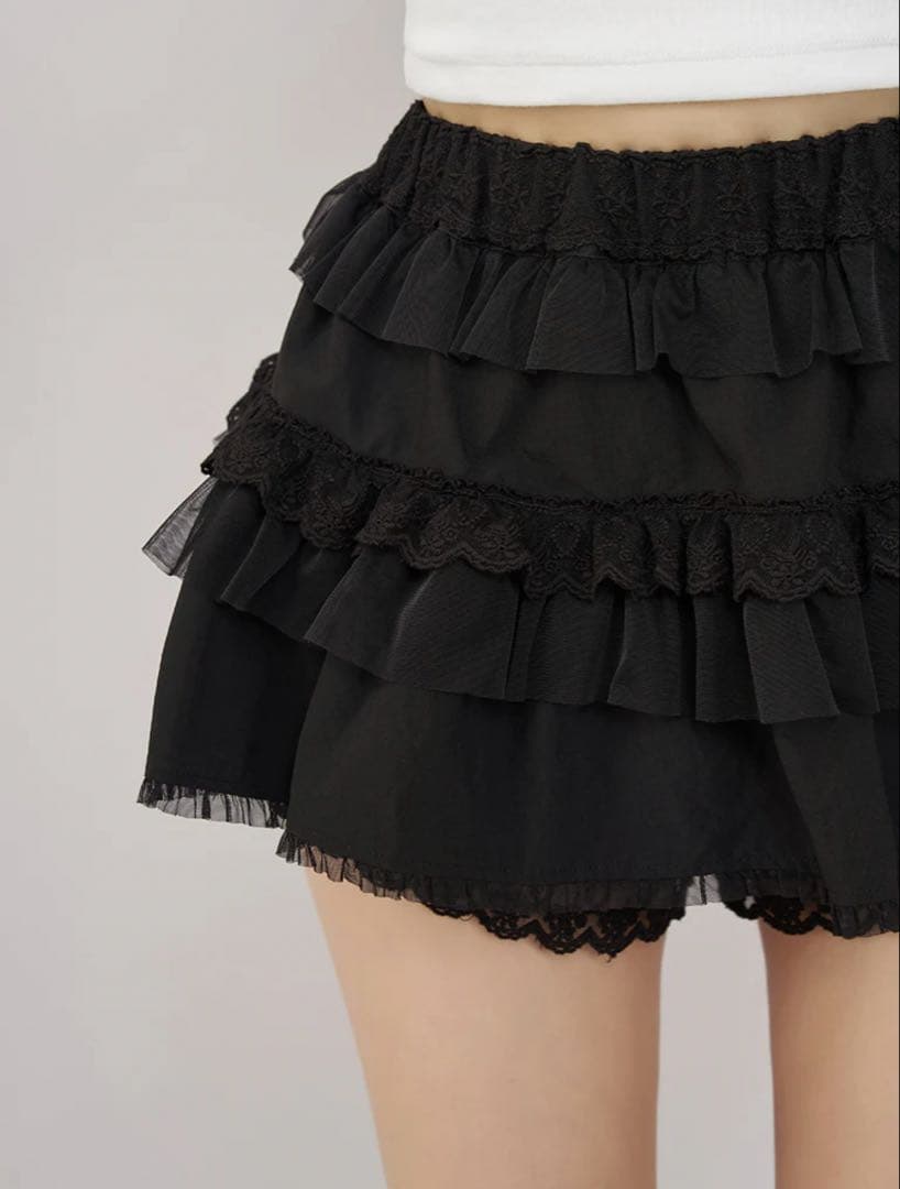 新品未開封　Darich ダーリッチ　ミックスフリルミニスカート　ブラック