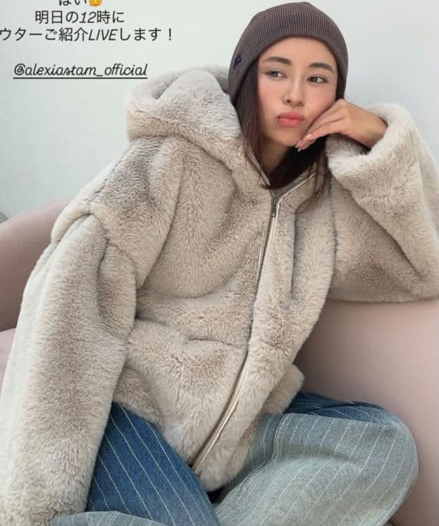 新品未試着ALEXIA STAM Hooded Eco Fur Jacket