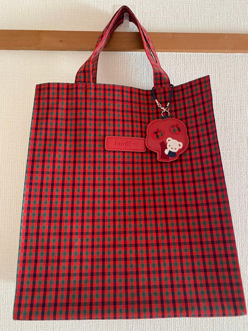 ファミリア　チェックトートバッグ　大