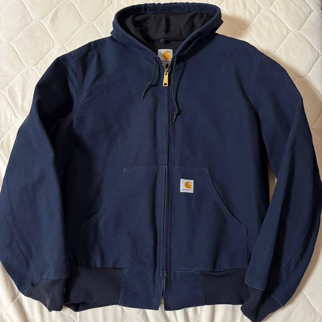 美品 USA製 カーハート アクティブ ジャケット パーカー M ネイビー 紺