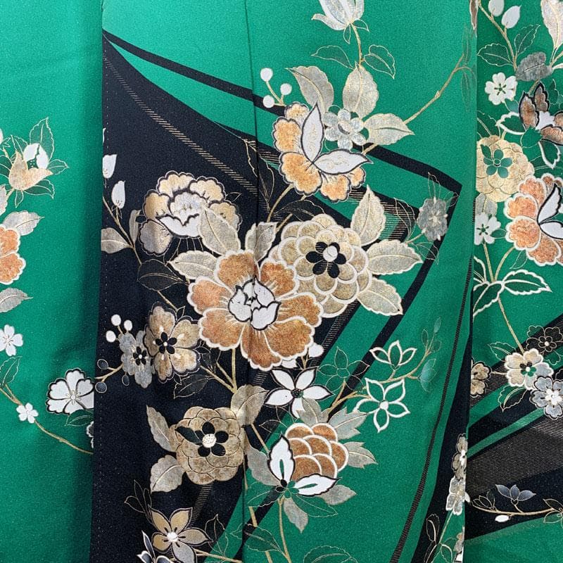 509z43.509y16.小物.半衿☆振袖 金通し 小柄な方にも モダン☆美品