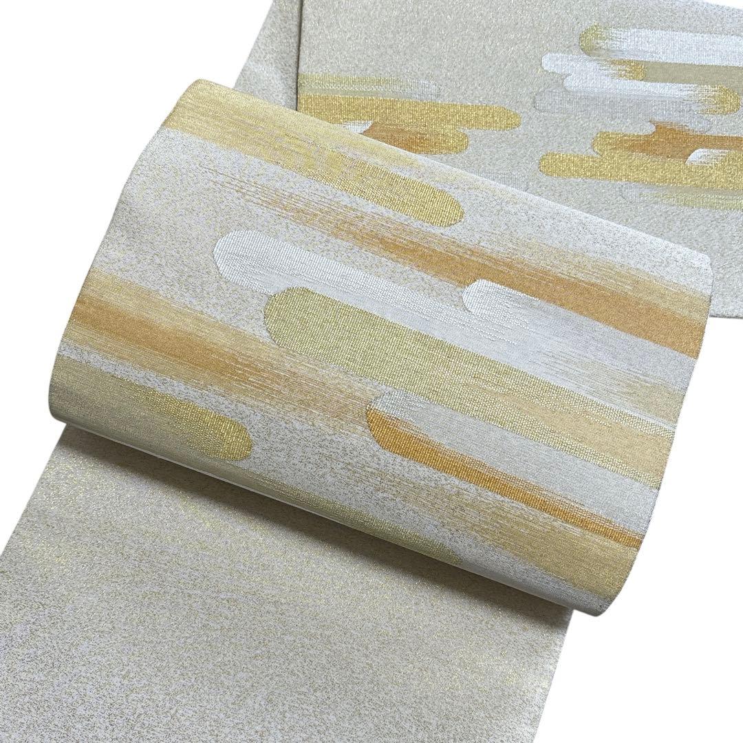 AA21未着用　袋帯 大太鼓 手おり　綴れ　金銀通 正絹 着物