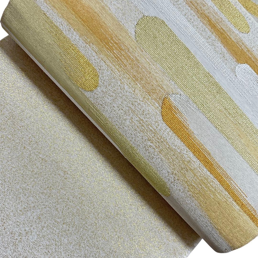 AA21未着用　袋帯 大太鼓 手おり　綴れ　金銀通 正絹 着物