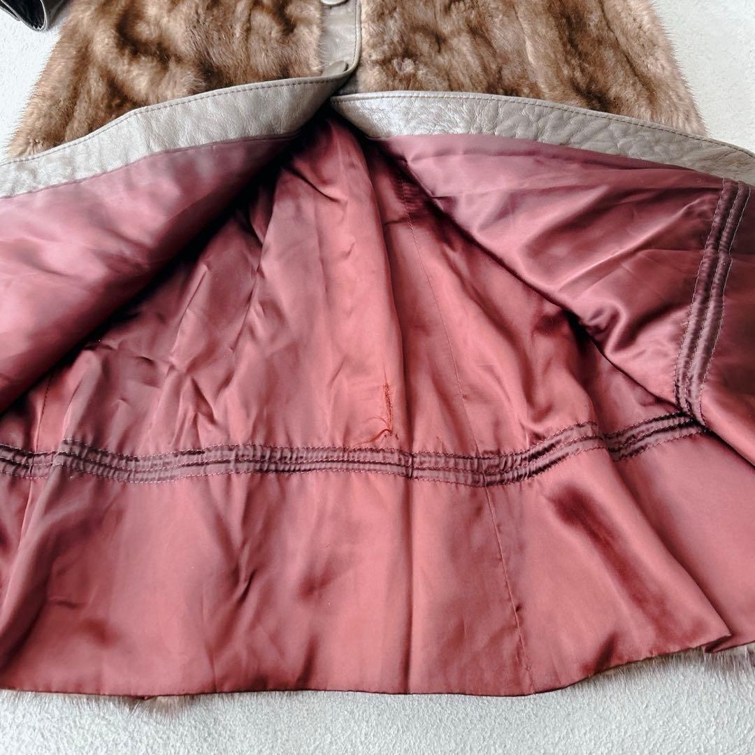 希少✨デミバフミンク　ラムレザー　ロングコート　リアルファー　マキシ丈　ベルト