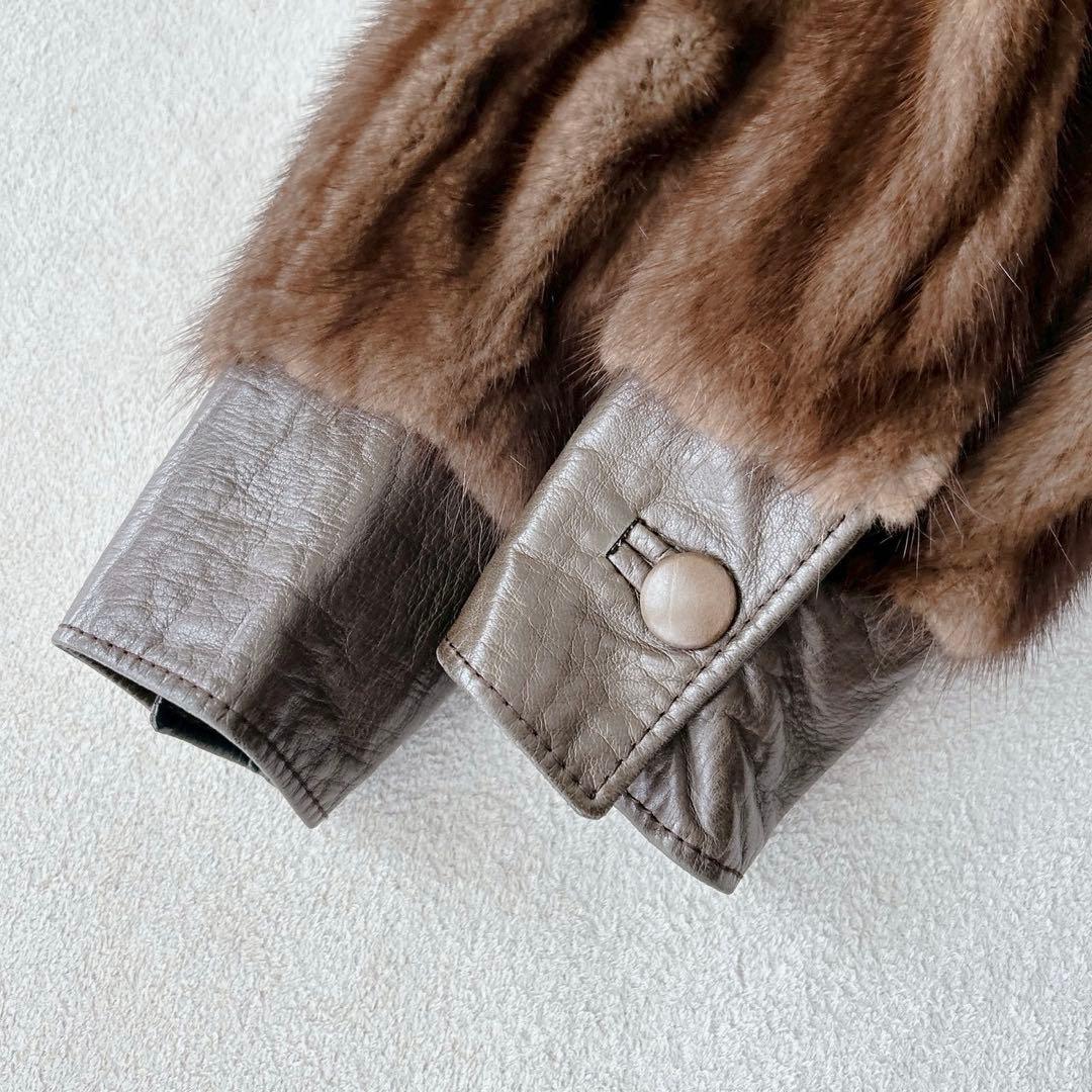 希少✨デミバフミンク　ラムレザー　ロングコート　リアルファー　マキシ丈　ベルト