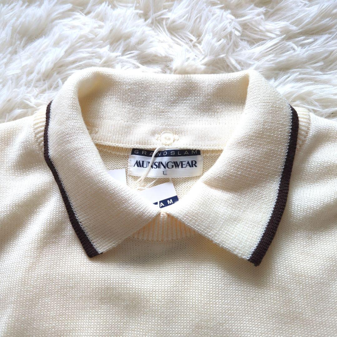 新品☆マンシングウェア　ゴルフ　ニット　24000円　襟が外せる　キリン刺繍　L