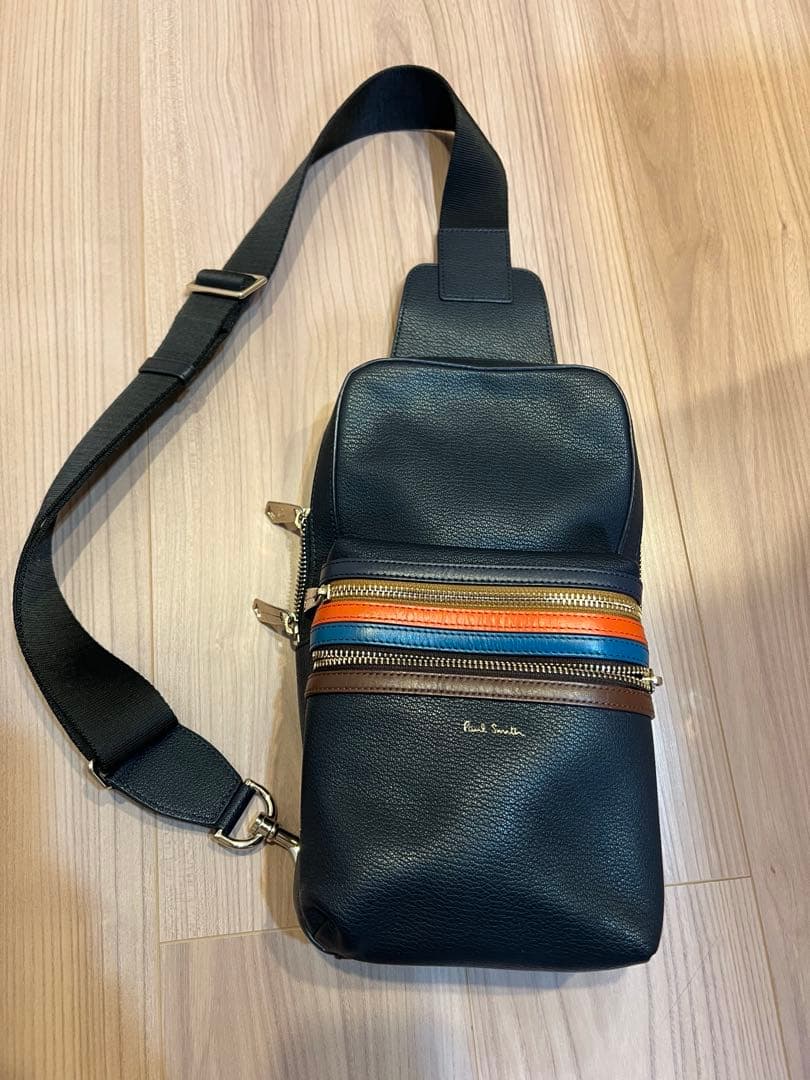 今日のみ❤️ポールスミス　シグネチャージップストライプ/ショルダーバッグ/レザー/