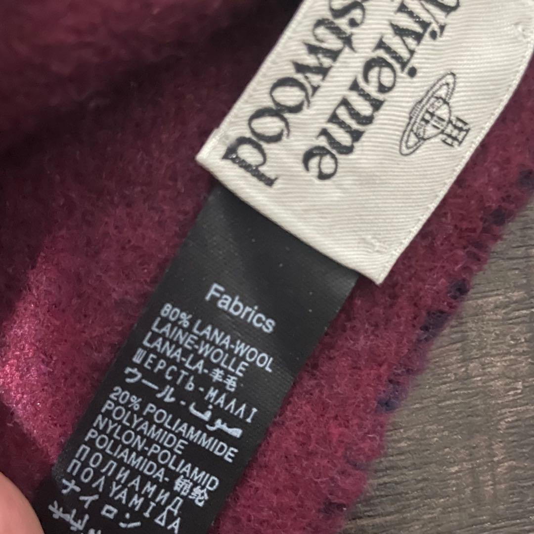 ヴィヴィアンウエストウッド リバーシブル マフラー オーブ ネイビー ボルドー