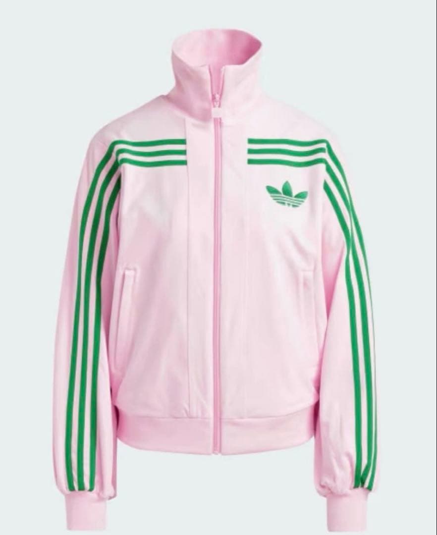 当日発送♡ アディダス ベロア　ピンクジャージ 緑ストライプ