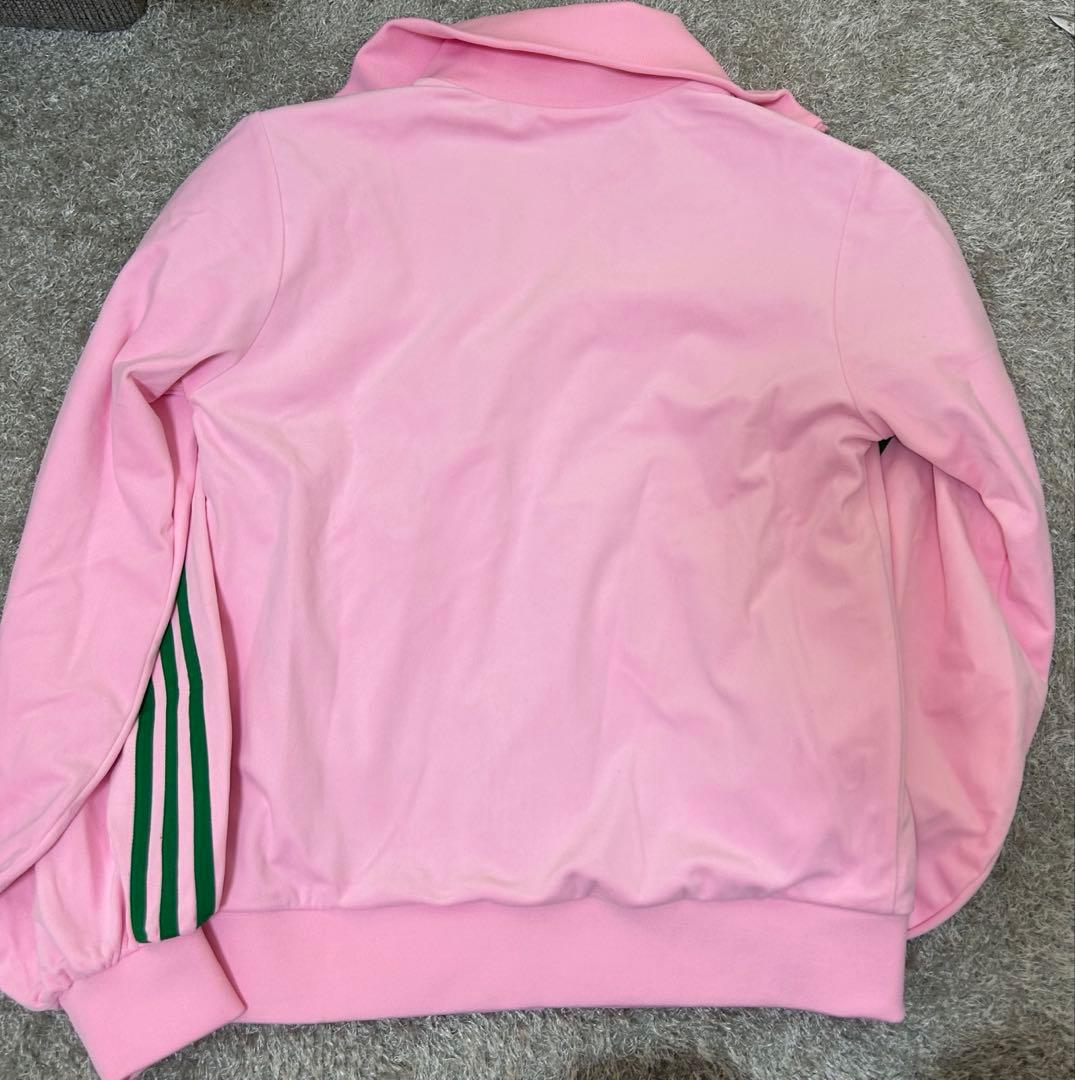当日発送♡ アディダス ベロア　ピンクジャージ 緑ストライプ