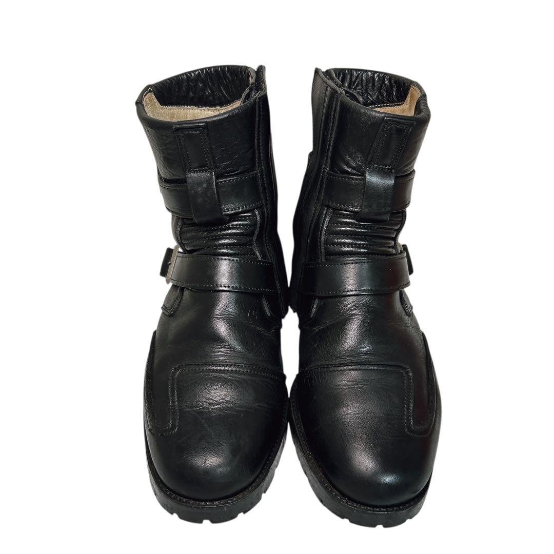 00s/y2kサイドジップレザー　【archive】黒 エンジニアブーツブラック