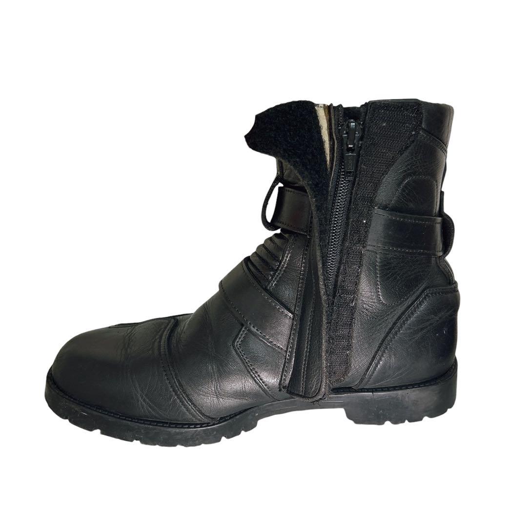 00s/y2kサイドジップレザー　【archive】黒 エンジニアブーツブラック