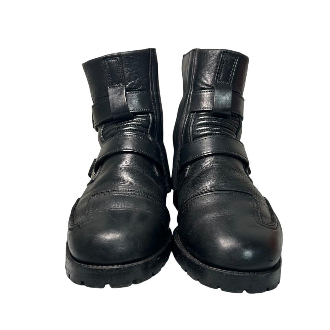 00s/y2kサイドジップレザー　【archive】黒 エンジニアブーツブラック