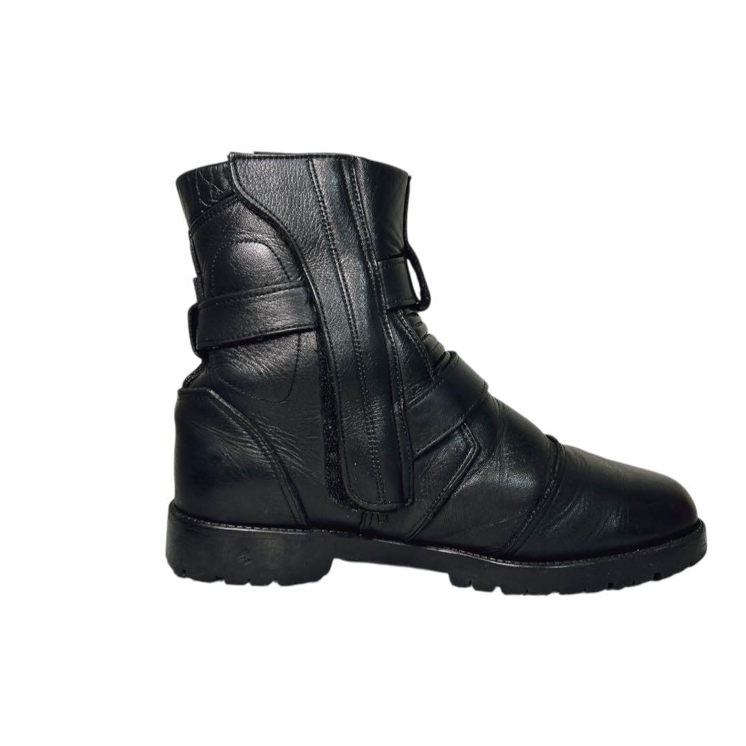 00s/y2kサイドジップレザー　【archive】黒 エンジニアブーツブラック