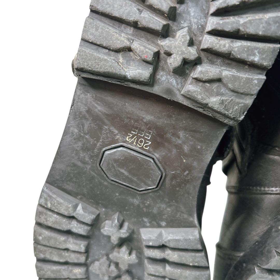 00s/y2kサイドジップレザー　【archive】黒 エンジニアブーツブラック