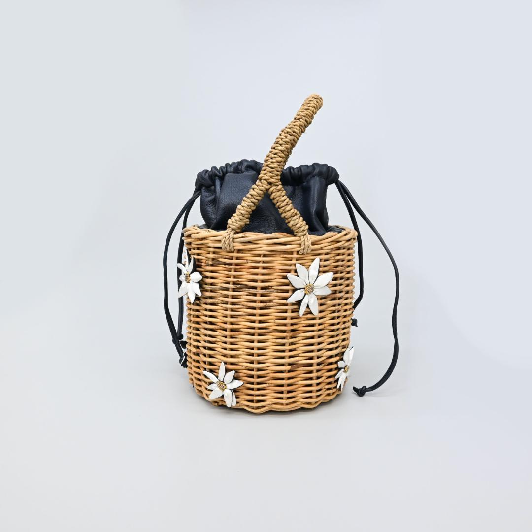 46213★ラドロー カゴバッグ 花 籐 ラタン×レザー デイジー　ディジー