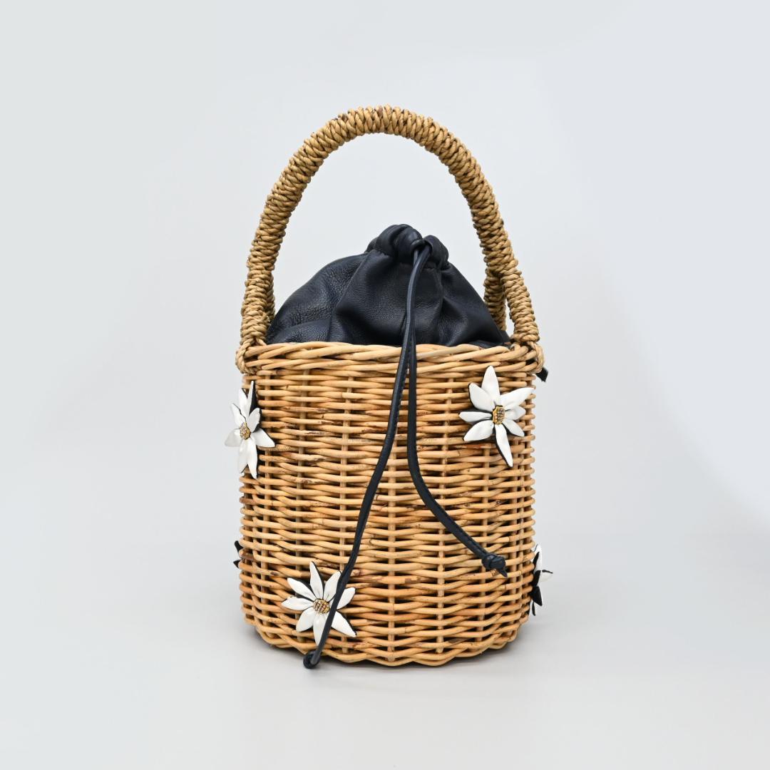 46213★ラドロー カゴバッグ 花 籐 ラタン×レザー デイジー　ディジー