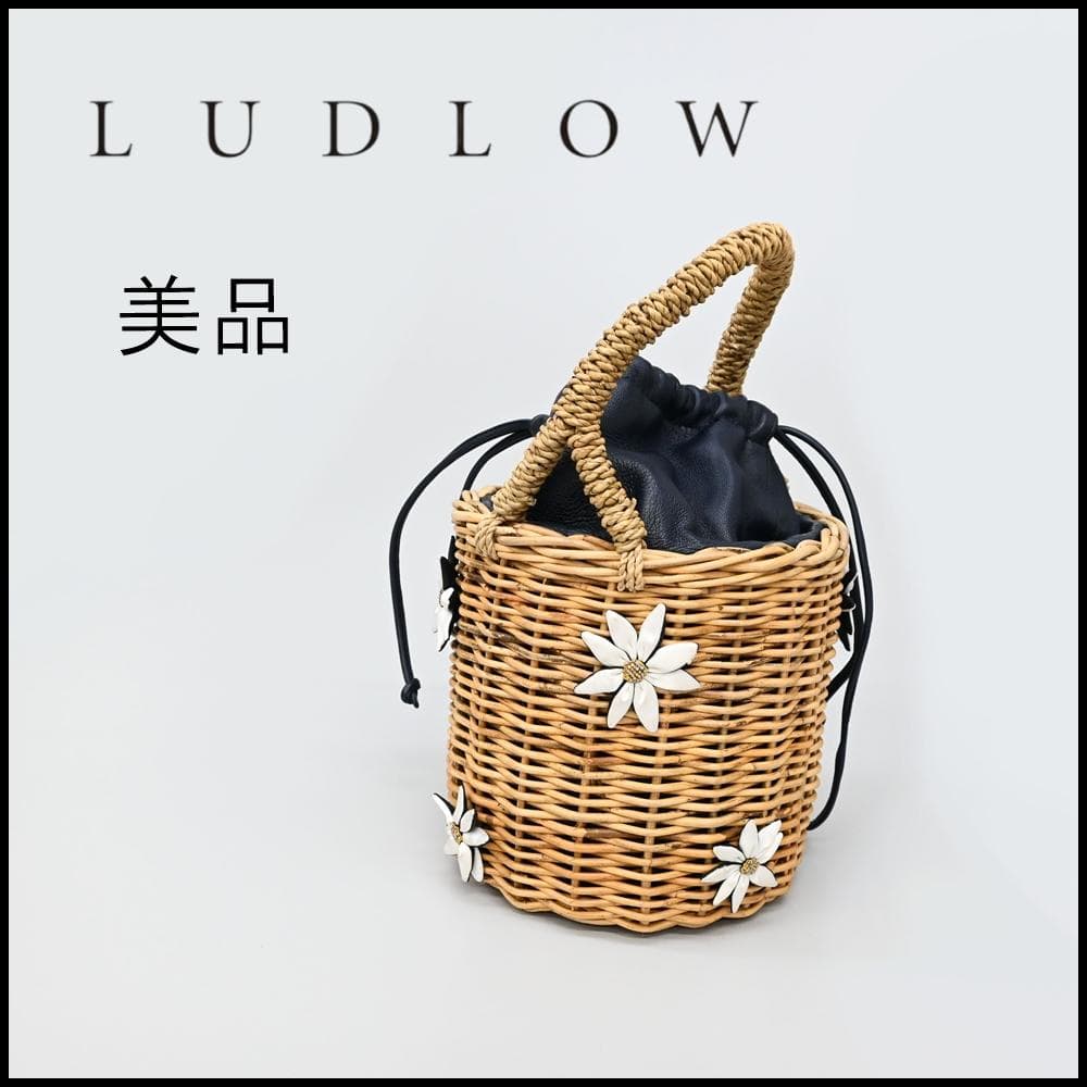 46213★ラドロー カゴバッグ 花 籐 ラタン×レザー デイジー　ディジー