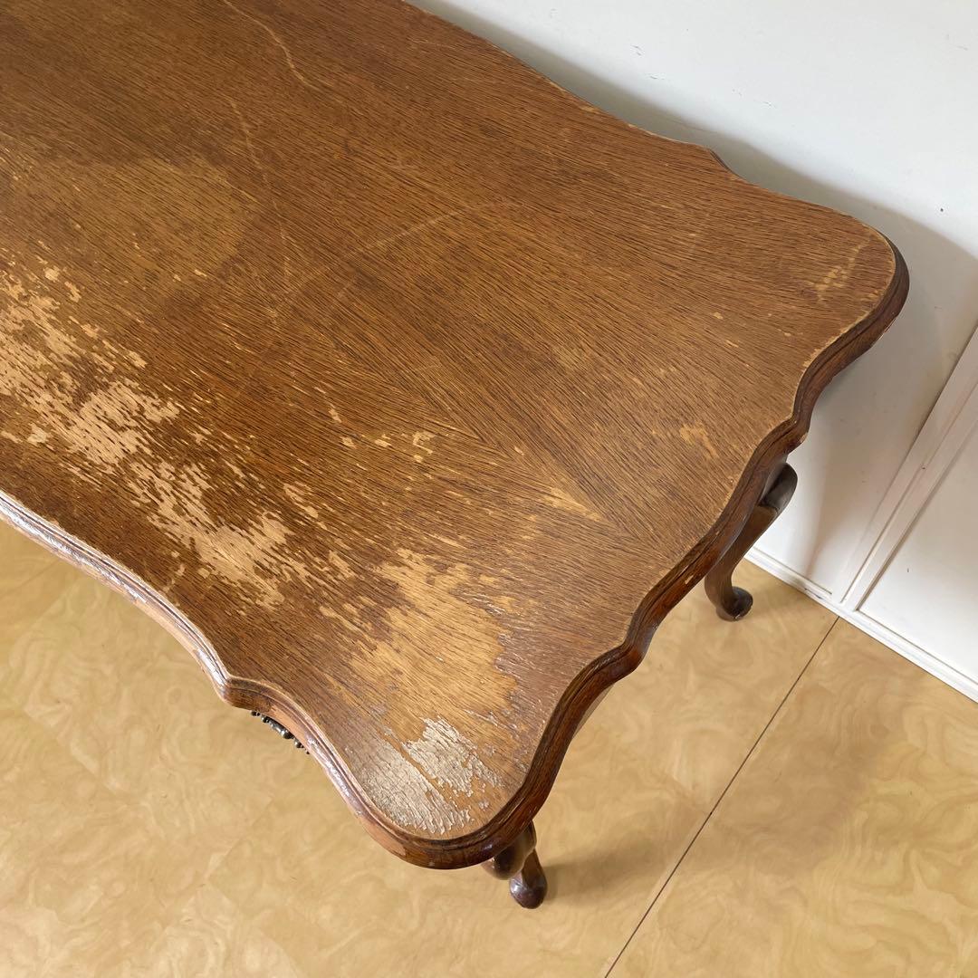 ルーマニア製 オーク材 猫脚 デスク 机 作業台 引き出し アンティーク