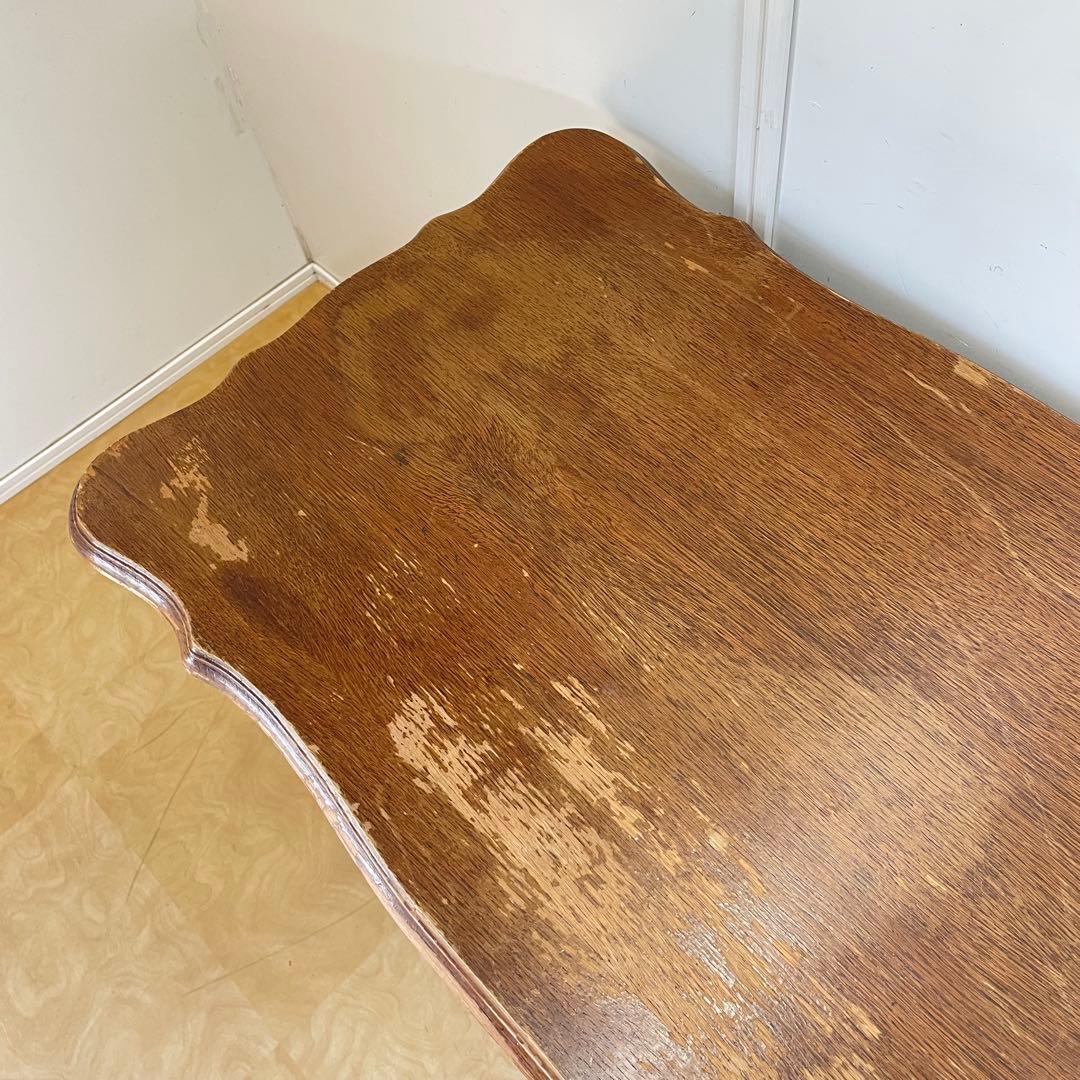 ルーマニア製 オーク材 猫脚 デスク 机 作業台 引き出し アンティーク