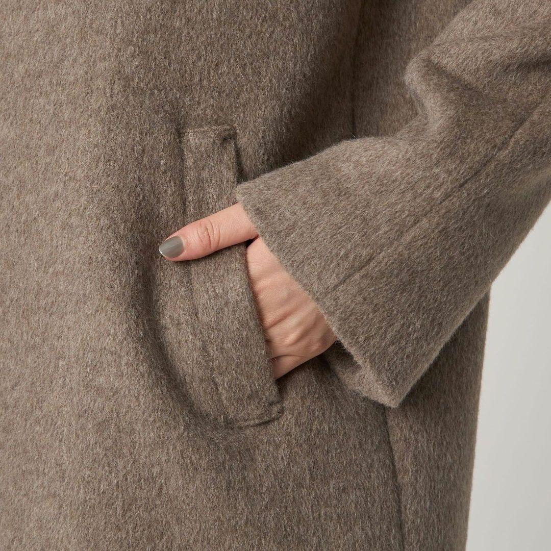 green label アンゴラビーバー ノーカラー ミドル コート