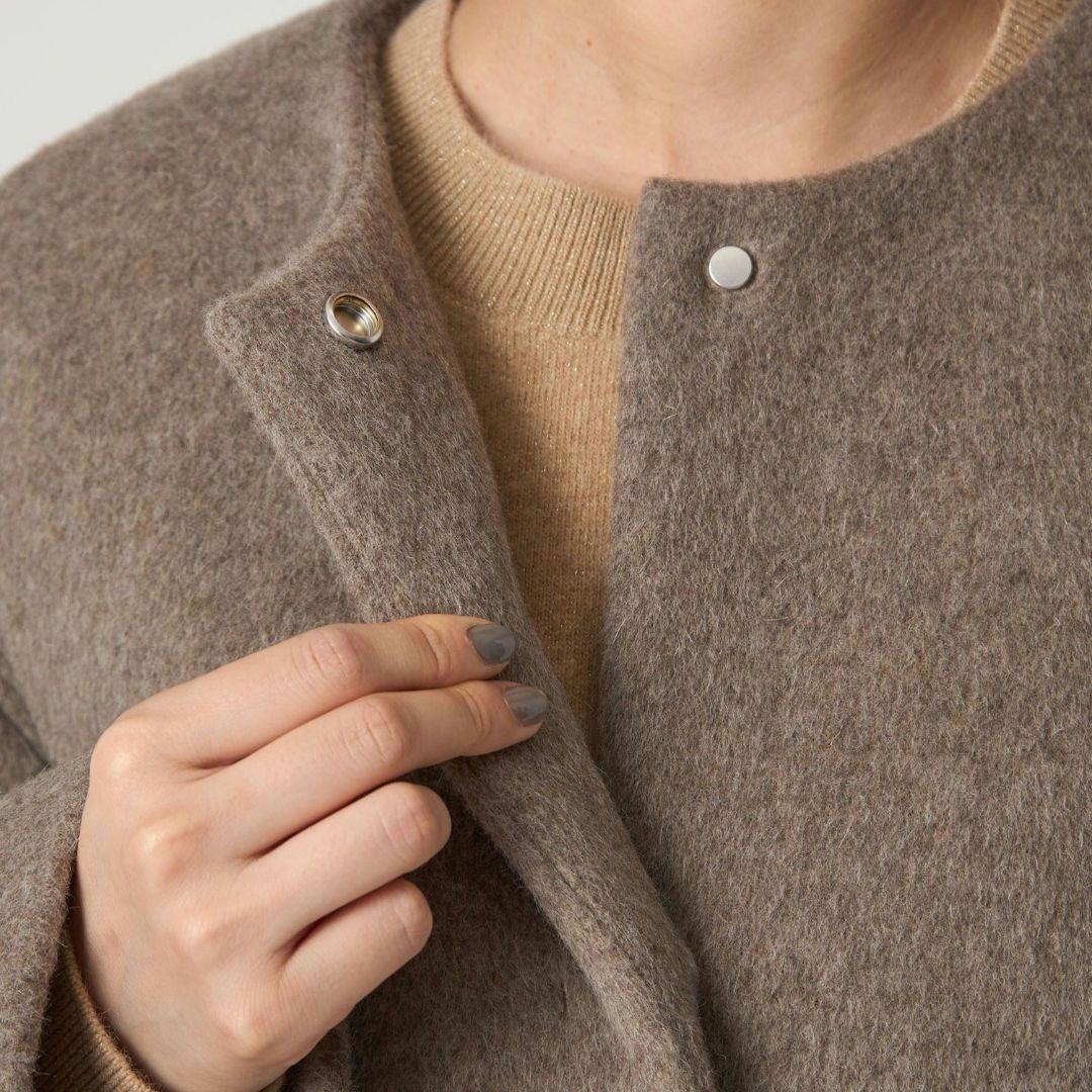 green label アンゴラビーバー ノーカラー ミドル コート