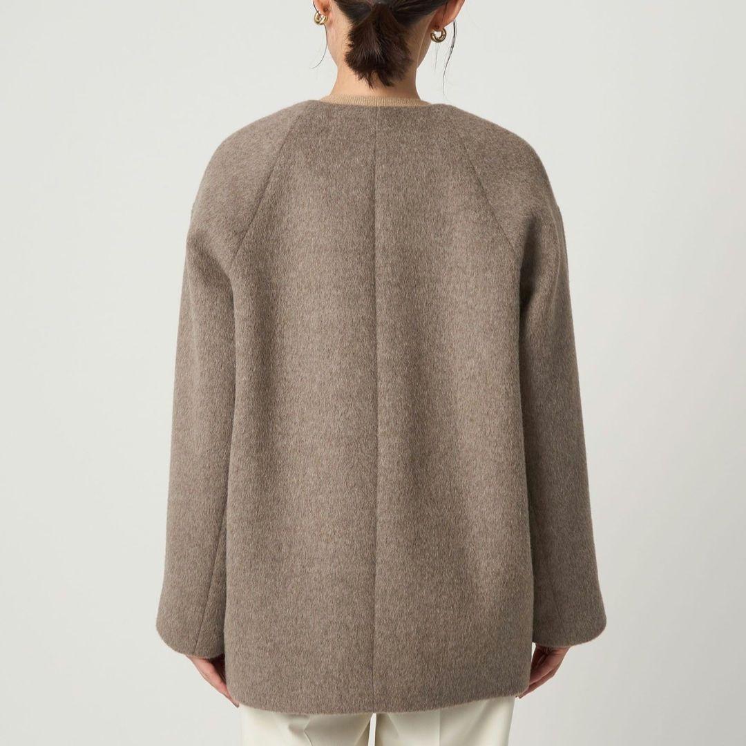 green label アンゴラビーバー ノーカラー ミドル コート