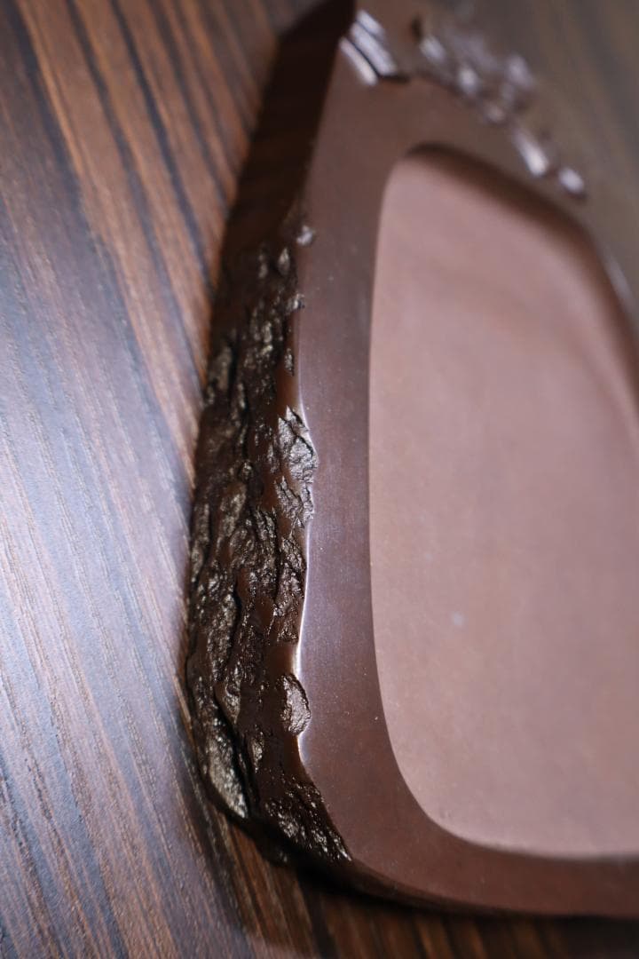 【新品未使用】赤間硯　下井唯石作　梅文研彫　桐箱付き