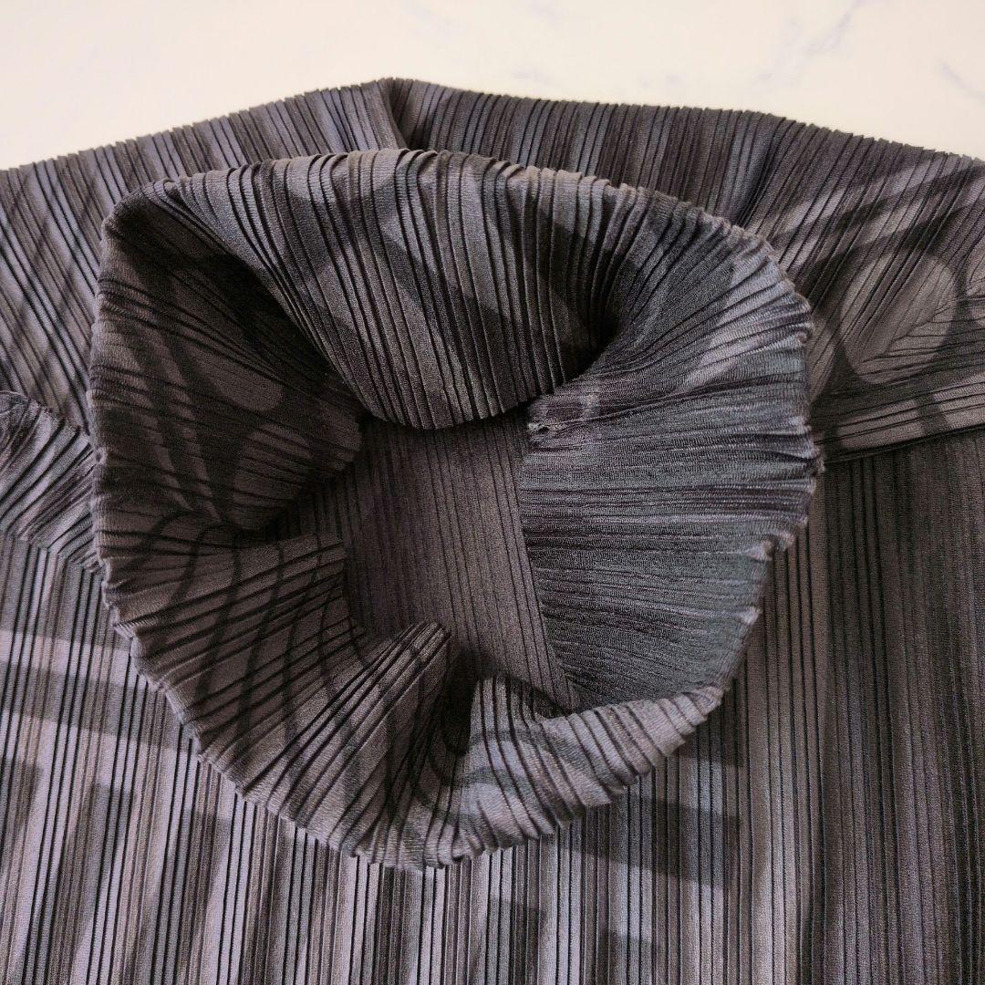 【美品】プリーツプリーズ チュニック ワンピース 長袖 ハイネック 総柄 3