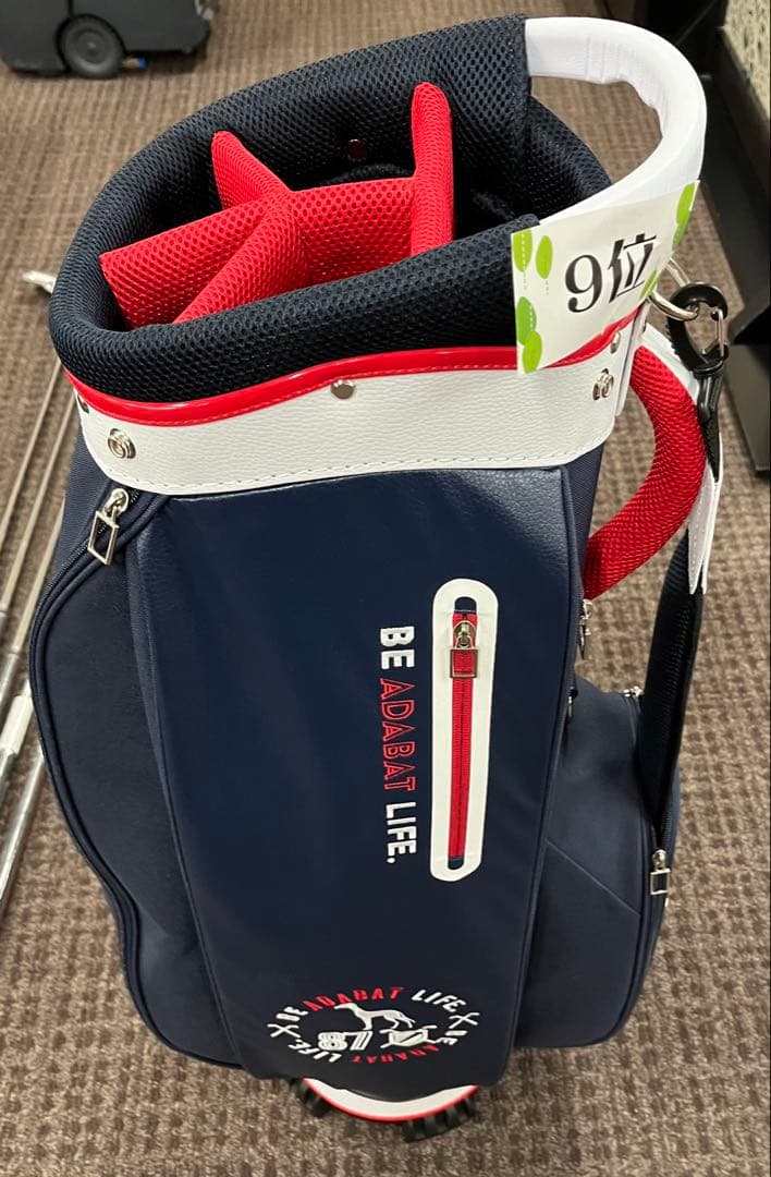 adabat キャディバッグ ネイビー/ホワイト/レッド