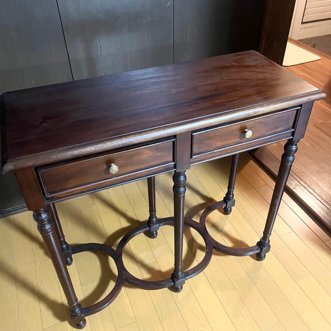 アンティーク家具調 コンソールテーブル アンティーク 飾り台 引出し付 英国家具