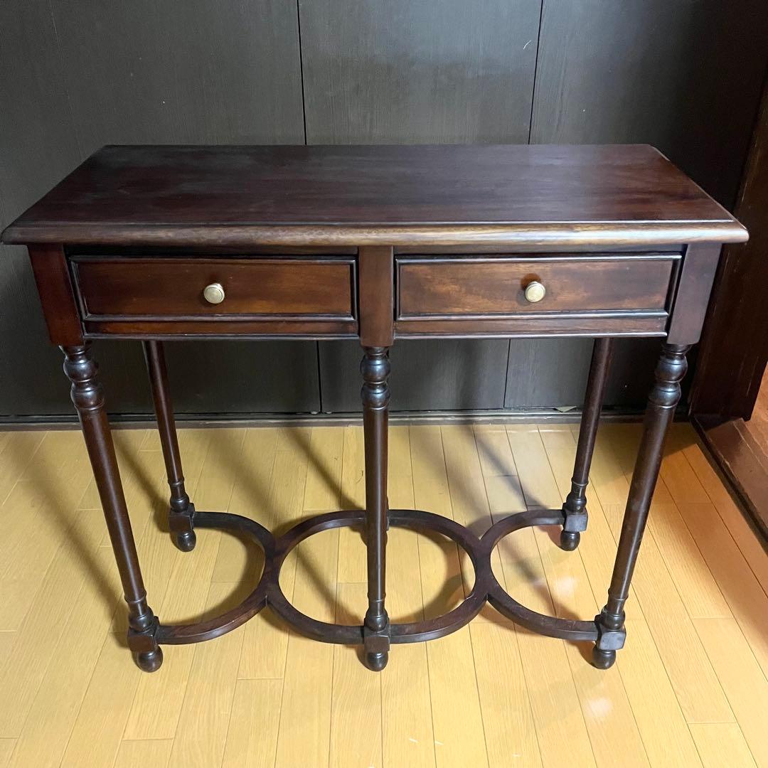 アンティーク家具調 コンソールテーブル アンティーク 飾り台 引出し付 英国家具
