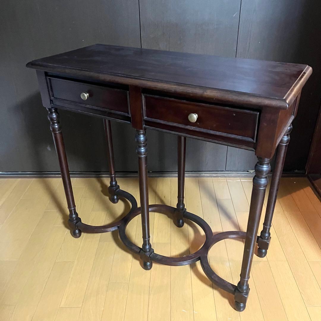 アンティーク家具調 コンソールテーブル アンティーク 飾り台 引出し付 英国家具