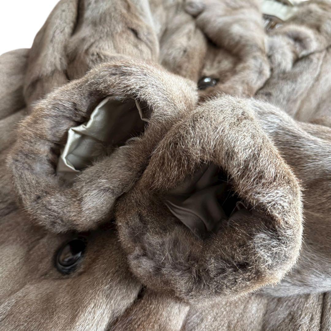 【美品】EMBA エンバ ロシアンリス ロリス 毛皮コート 11号 ベージュ系