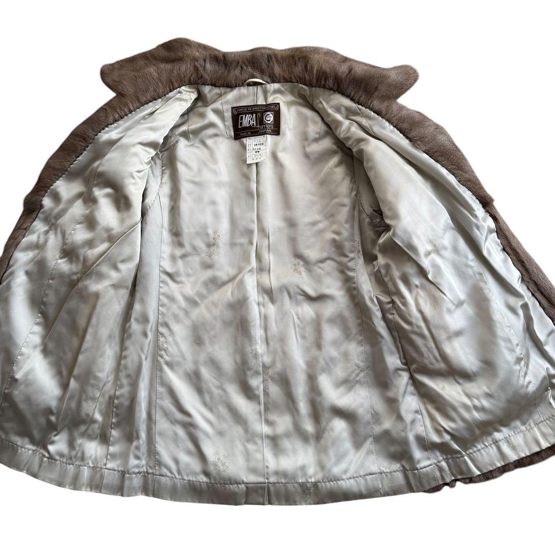 【美品】EMBA エンバ ロシアンリス ロリス 毛皮コート 11号 ベージュ系