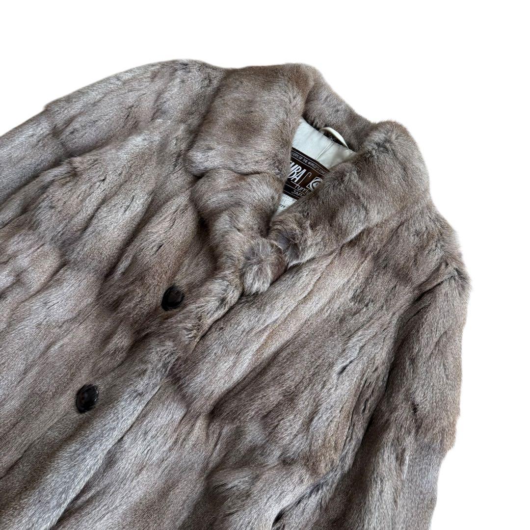 【美品】EMBA エンバ ロシアンリス ロリス 毛皮コート 11号 ベージュ系