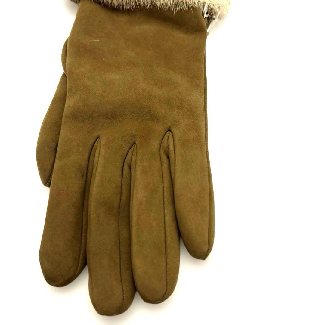 エルメス 手袋 グローブ スエード ブラウン系　シルバー金具 レディース