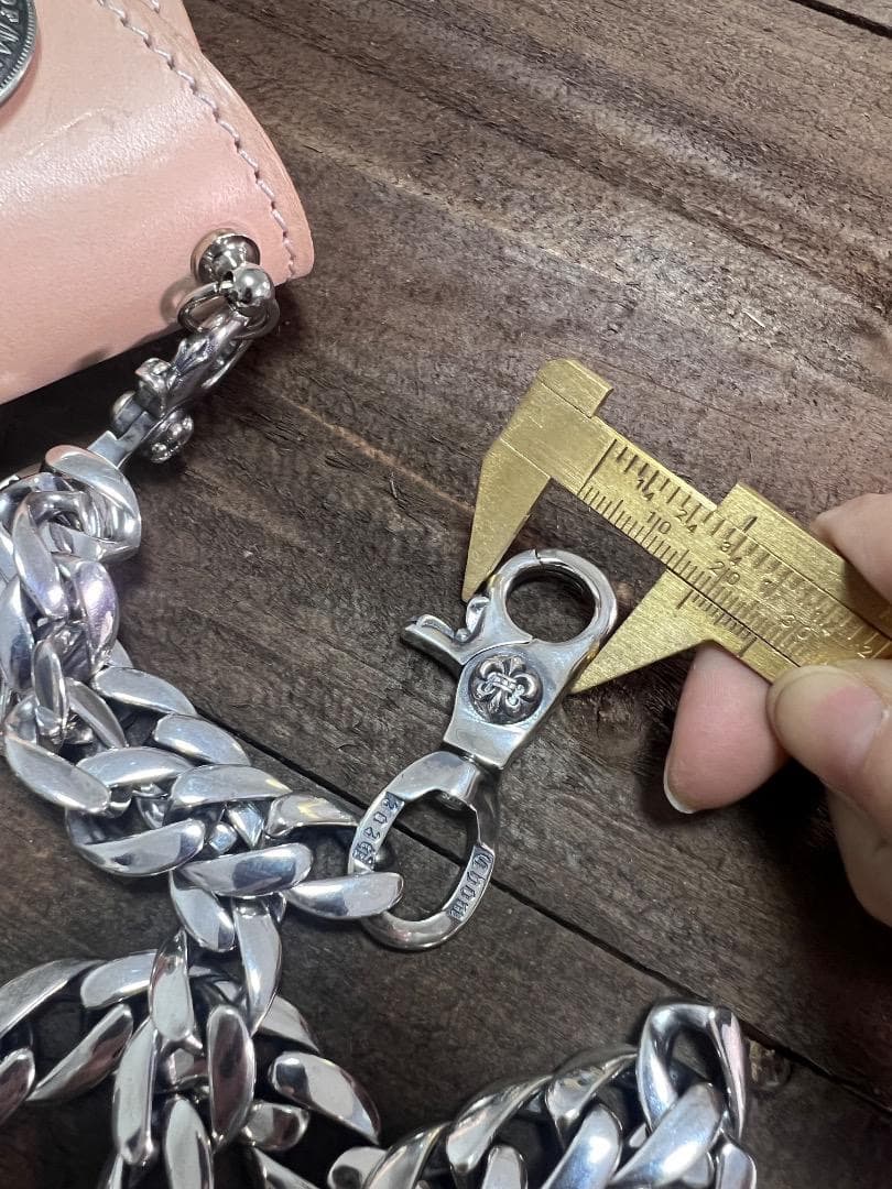 ★QBKA　ウォレットチェーン　ウォレット用プレーン　シルバーチェーン